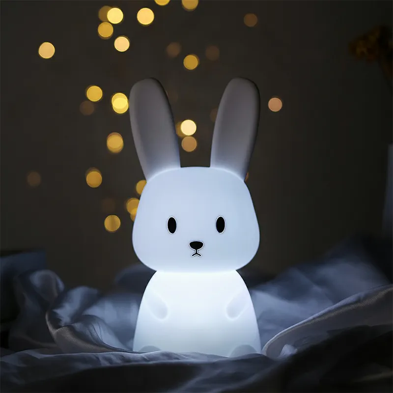 Silicon bunny lamp light up silicone animal night light Cartoon rabbit led night light with animal