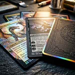 การ์ด TCG กระดาษโฮโลแกรมแบบกำหนดเองได้ เป็นมิตรกับสิ่งแวดล้อม สำหรับนักสะสมเกมแลกเปลี่ยน พร้อมดีไซน์ดาวหายาก - Product Image 2