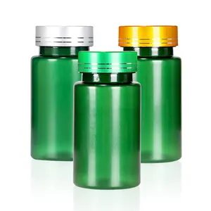 100Ml Pet Groene Transparante Medische Plastic Vitamine Plastic Pil Capsule Flessen Plastic Flessen Spray Custom Dop