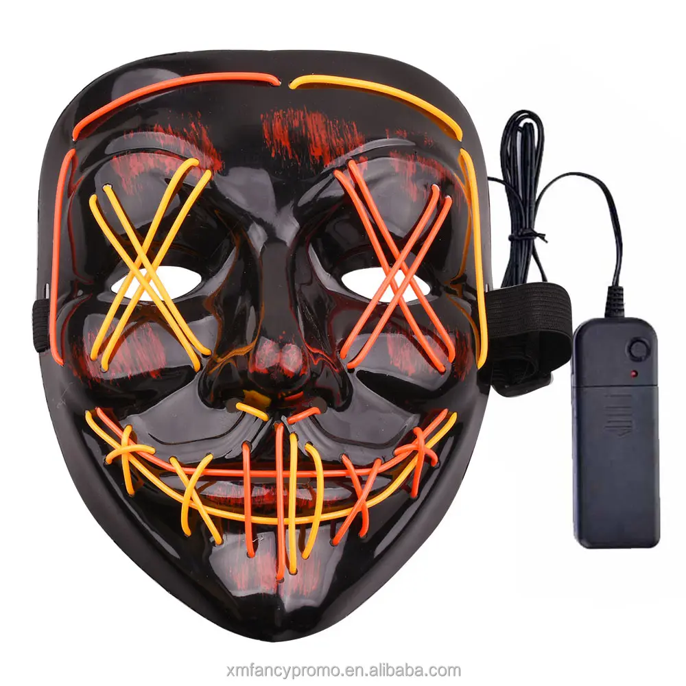 Halloween purge led mask ,Scary LED Light up Mask for Adult Men Women Kids, Masquerade mask with 3 Lighting Mods
