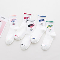 Personnaliser le logo Corée Femmes Coton Crew Chaussettes Mignon Dessins Animés Lettre Lâche Blanc Slouchy Adolescent Tube Chaussettes Personnalisé Femmes Chaussettes