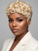 Perruque courte Pixie Blonde 613 avec ondulations Finger Wave, en dentelle HD complète, 6 pouces, densité 180%, prête à porter, perruque Bob bouclée en cheveux humains, cuticules alignées