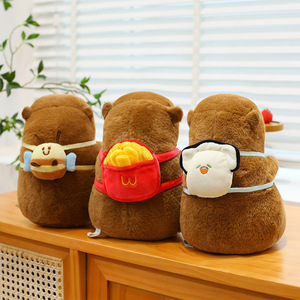 Lindo Peluche de Capibara de 8 Pulgadas, Juguete de Dibujos Animados de Capibara con Sombrero y Flor, Muñeco Almohada, Pequeño Regalo para Bodas, Venta al por Mayor - Product Image 3