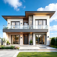 Plan de villa préfabriquée moderne de luxe avec structure en acier léger pour immeuble de bureaux et logement à faible coût