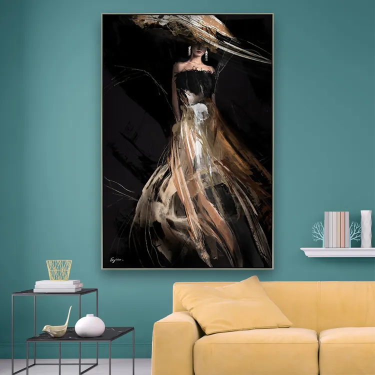 FREE CLOUD Custom Oil Art Paintings Decor Portrait Art Big Size Canvas Fashion Women Cheap Oil Painting For Kitchen From China