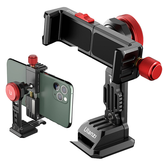 XUEREN Ulanzi ST-14 Metal Vertical Shooting Smartphone Phone Mount Holder Clamp W Cold Shoe Smartphone Vlog Tripod Mount