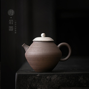 Tetera Redonda de Cerámica Gruesa de Arcilla Antigua con Tapa, Juego de Té Kung Fu, Tetera de Arcilla Negra - Product Image 1