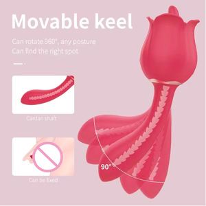 2-in-1 Rose Tongue <b>Vibrator</b> with 9 Frequencies IPX7 Waterproof & USB Charging-G-Spot Clitoral Stimulator for Female Masturbation - Product Image 5