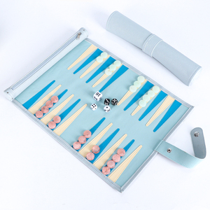 Custom Logo Portable <b>Backgammon</b> Set Roll Up Leather <b>Board</b> Game with Dice and Checkers Wholesale OEM Factory Supplier - Product Image 2