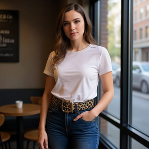 Cintura in Pelliccia con Stampa Leopardata 2,5 Cm Stile Semplice Accessorio Moda Donna - Product Image 2