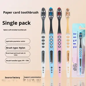 Brosse à dents pour adulte en plastique Brosse à dents propre Manche en caoutchouc Brosse à dents pour adulte à poils moyens doux - Product Image 5