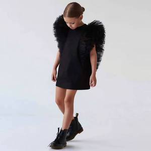 Vestido de malla con volantes negro para niñas, estilo gótico, traje de actuación, disfraz de Halloween para niños, ropa de fiesta, ropa de baile para escenario - Product Image 1