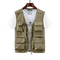 Gilet cargo multi-poches personnalisé avec logo, imperméable et coupe-vent, pour homme, idéal pour l'hiver, la pêche, le travail, le safari, les voyages et la photographie.