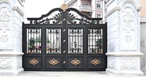 Portails battants doubles en <span class=keywords><strong>fer</strong></span> forgé et aluminium sur mesure, <span class=keywords><strong>portail</strong></span> d'entrée de villa moderne de luxe - Product Image 5