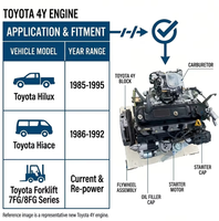 Ensemble moteur complet Autopick Toyota 4Y 2.2L 2237cc essence pour Toyota Hilux 1985-1997 HiAce SOHC 8V, remplacement neuf