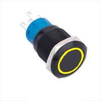 ELEWIND Interrupteur à bouton-poussoir à anneau lumineux de 19mm (PM192F-11ZE/R/12V/A) avec tension maximale de 250V