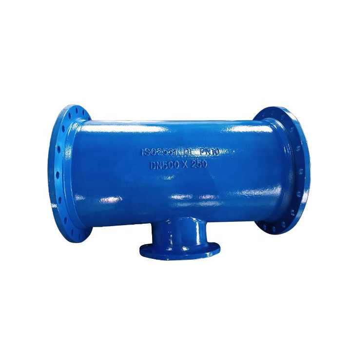 ISO2531 Ductile Cast Iron Ggg50 Pipe Fitting DCI All Flanged Reducing Tee DN500*250 PN10