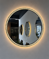 Miroir intelligent LED à écran tactile pour salle de bain avec éclairage anti-buée à intensité variable et horloge numérique