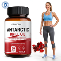 Huile de Krill Antarctique Halal OEM, capsules molles d'oméga 3, complément pour le cœur et le cerveau, astaxanthine, gélules d'huile de Krill Antarctique