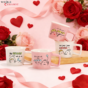 Vente en gros <span class=keywords><strong>de</strong></span> cadeaux personnalisés pour la Saint-Valentin, tasses en céramique bicolores, intérieur rouge, extérieur <span class=keywords><strong>blanc</strong></span>, avec un design <span class=keywords><strong>de</strong></span> lèvres en forme <span class=keywords><strong>de</strong></span> cœur, différentes poignées - Product Image 4
