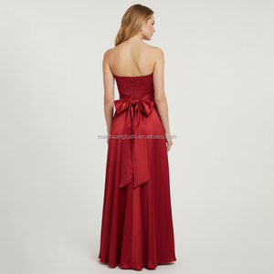 <span class=keywords><strong>Robe</strong></span> <span class=keywords><strong>de</strong></span> soirée longue plissée en satin rouge personnalisée, bustier, <span class=keywords><strong>d</strong></span>écolleté cœur, pour <span class=keywords><strong>demoiselle</strong></span> <span class=keywords><strong>d</strong></span>'<span class=keywords><strong>honneur</strong></span> ou soirée - Product Image 2
