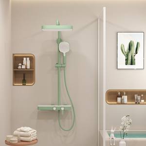 Étagère <span class=keywords><strong>de</strong></span> rangement en laiton vert bonbon à double poignée système <span class=keywords><strong>de</strong></span> <span class=keywords><strong>douche</strong></span> multifonctionnel à cascade avec <span class=keywords><strong>support</strong></span> <span class=keywords><strong>de</strong></span> barre coulissante pommeau <span class=keywords><strong>de</strong></span> <span class=keywords><strong>douche</strong></span> pressurisé - Product Image 3