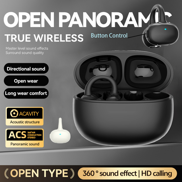 Button Control Mis-Touch Free Stylish Clip Free Earbuds HD Wireless Earbuds HD Sound Stereo BT Earphones Headphone
