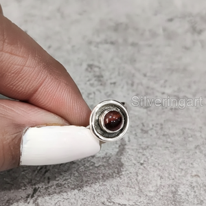 Anillo de Mujer con Piedra Natural de Ojo de Tigre, Piedra de Nacimiento de Junio, Diseño Bohemio, Joyería Hecha a Mano, Plata de Ley 925 - Product Image 1