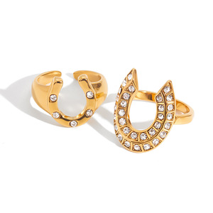 Anillo de Oro en Forma de Herradura con Diamantes Blancos de Corte Brillante Redondo, Joyería Unisex para Uso Diario - Product Image 5