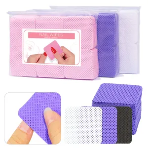 4 Colors Manicure Cleaning Pads Nail Polish Remover Lint-Free Pad Nail Cleaning Cotton Wipes