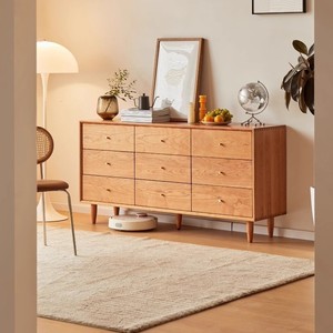 Nordic <b>Cherry</b> Wood Solid Wood Chest Of Drawers Nine Drawer Storage Cabinet Japanese Style Bedroom Dresser - Product Image 2