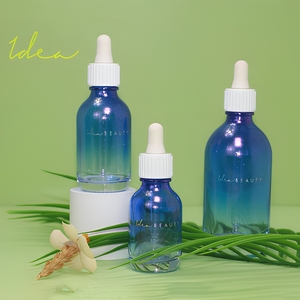 Décoration personnalisée Flacons compte-gouttes en verre de 30ml bleu dégradé pour soins de la peau pour sérum vitaminé et huile d'essence - Product Image 3