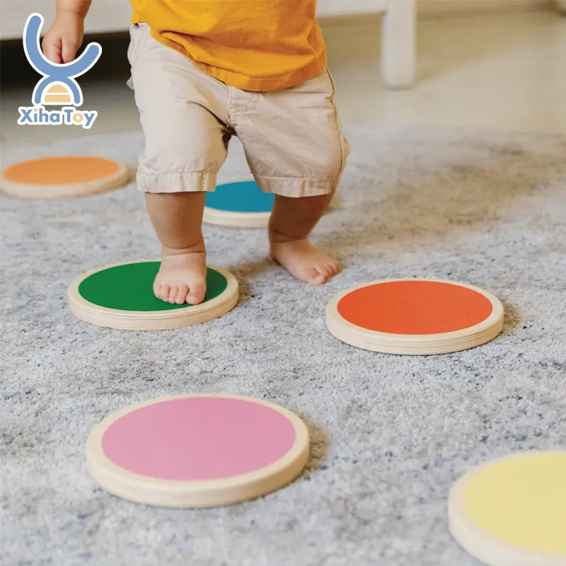 XIHA Montessori Wood Kids Stepping Stones Set Balance Brinquedos 6 Pieces Stepping Rocks para Exercício Coordenação e Estabilidade