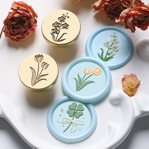 Vendita all'ingrosso di fiori e piante minimaliste serie spinosa foglia di felce rosa campanelli eolici sigillo di cera testa timbro - Product Image 3