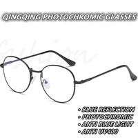 Lunettes Photochromiques Cercle en Alliage Simple pour Ordinateur UV400 Anti-Lumière Bleue et Anti-Reflet pour Hommes, Femmes et Unisexe