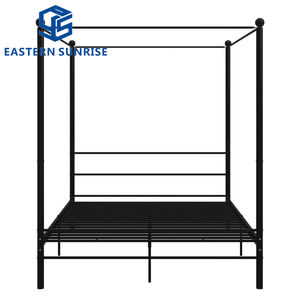 Cadre de lit en métal au design <span class=keywords><strong>simple</strong></span>, robuste, pour lits simples, doubles et queen, moderne, durable et économique, idéal pour les chambres locatives ou pour le personnel. - Product Image 1