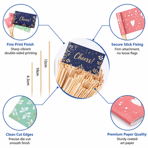 Bandierine per Stuzzicadenti Personalizzate di Alta Qualità con Logo Personalizzato, Forma Personalizzata, Produzione OEM ODM, Vendita all'Ingrosso per Decorazioni Alimentari - Product Image 4