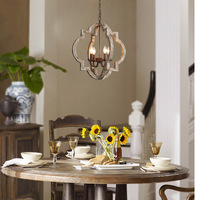 Lámpara Colgante de Estilo Rústico Americano, de Madera, para Cocina, Hogar, Estilo Retro, LED AC, E14, 4 Bombillas, Luz Blanca Cálida, para Restaurante
