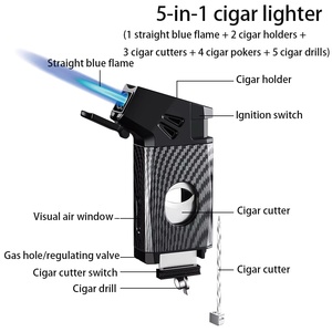 Torcia multifunzione per accendisigari di lusso con tagliasigari V supporto per accendisigari ago personalizzato stile classico - Product Image 5