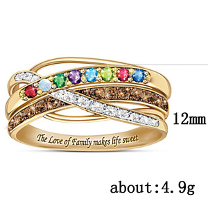Anello Avvolgente Multistrato Trendy con Pietre Colorate Intarsiate, Anello Lineare alla Moda, Gioiello da Dito per Donna, Stile Celebrità di Internet - Product Image 4