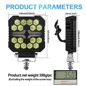 Nouveau projecteur carré LED 4 pouces 4x4 2024, 16 LED, DRL ambre pour camion, feux de travail LED, couvercle noir, phares carrés LED - Product Image 6