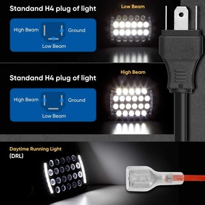 Off Road Led Headlight 7 Inch Square H4 <b>Plug</b> Low High Beam Drl <b>With</b> Aluminum Alloy Body Ip65 Waterproof - Product Image 1
