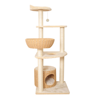 Arbre à chat moderne de luxe en bois avec poteau à gratter en sisal, hauteur réglable, lit pour chat durable et structure d'escalade