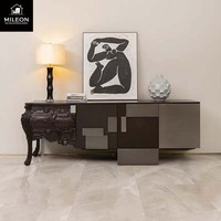 Meuble console d'entrée de luxe sur mesure, en bois noir sculpté à la main, avec panneau en acier inoxydable doré, style antique