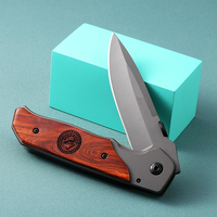 Couteau de camping pliable de qualité industrielle EDC portable, lame en acier inoxydable poli OEM, manche en bois de rose sculpté, multifonctionnel