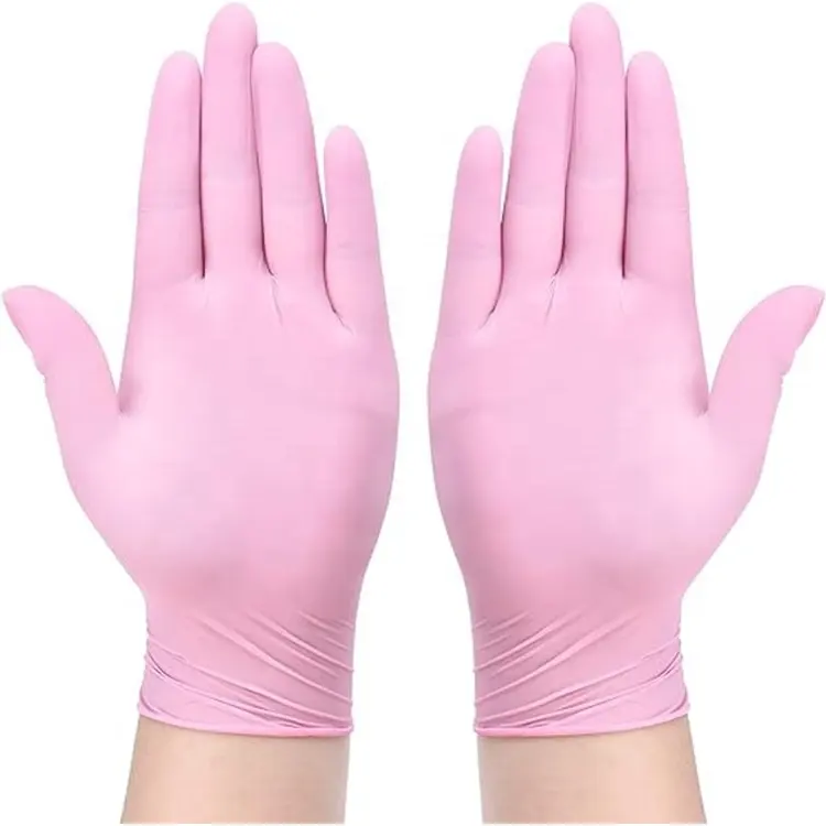 100 шт., розовые нитриловые перчатки
