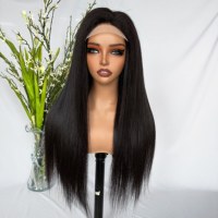 Peluca Transparente de Encaje Frontal 5x5 Sin Pegamento al Por Mayor, Mezcla de Cabello Humano, Lacia, 24 Pulgadas # Cabello Humano de 2 Colores, Tamaño Promedio, Negro
