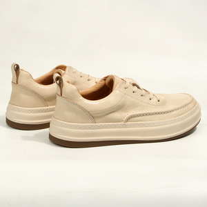 Off White Men's Casual <b>Sneakers</b> Lace-Up Low Heel Vegetable Tanned <b>Leather</b> Youth Walking Shoes - Product Image 4