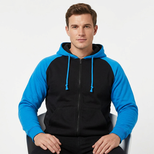Sudadera con capucha y cremallera completa de manga raglán con logotipo personalizado, forro polar, unisex, estilo casual de invierno - Product Image 6
