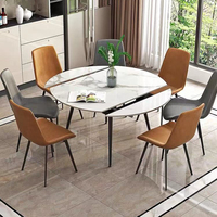 Bens — parure de table simple en marbre, ensemble de 6 places, avec jambes noires, table à manger, style marbre, pour café, 2021
